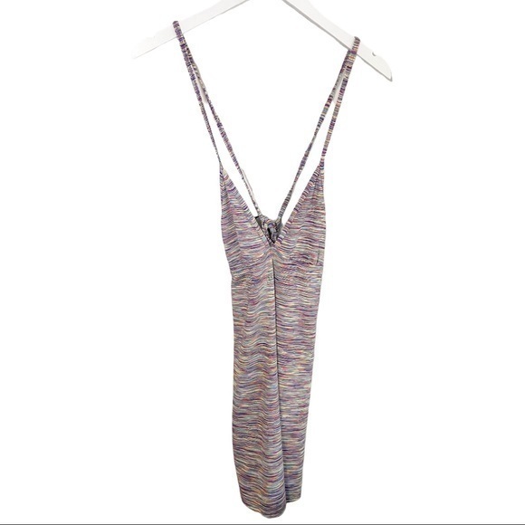 Athleta Women's Rainbow Space Dye Multi Marled Lace Up Mini Dress Size S - Picture 3 of 7